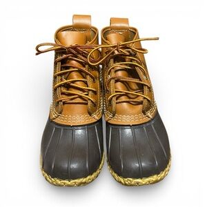 LL Bean Brown & Tan Leather Classic 6" Bean Duck Boots Size 7 NWOB